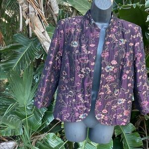 Dark floral sequin brocade padded jacket